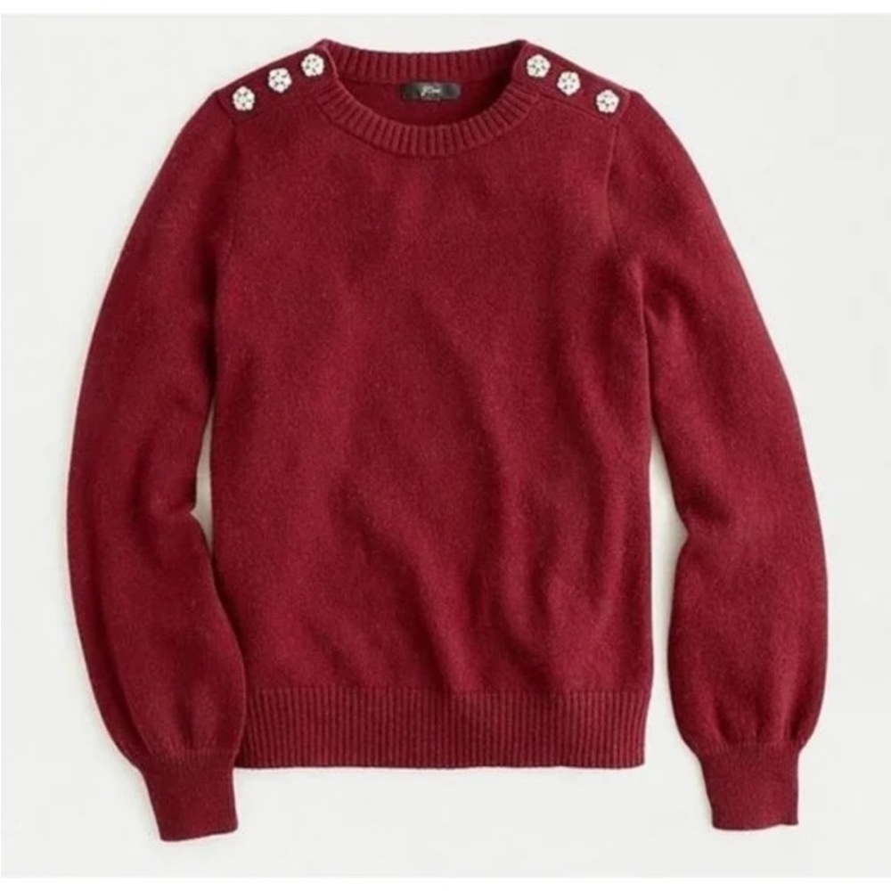 J Crew Wool Sweater with Jewel Buttons